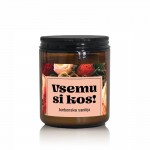 Darilna dišeča sveča z napisom in vonjem burbonske vanilije - Vsemu si kos!